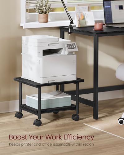 VASAGLE 2-Tier Printer Stand with Locking Wheels, Under Desk Printer Table - Image 3