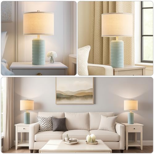 AIEAMPDO 23" Set of 2 Modern Ceramic Table Lamps for Living Room - Image 3