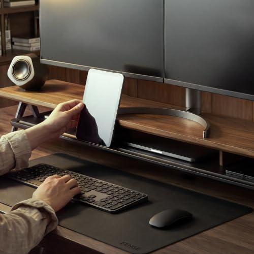 Fenge Dual Monitor Stand Riser, Wooden Desk Shelf with 2-Tier Storage - Image 6