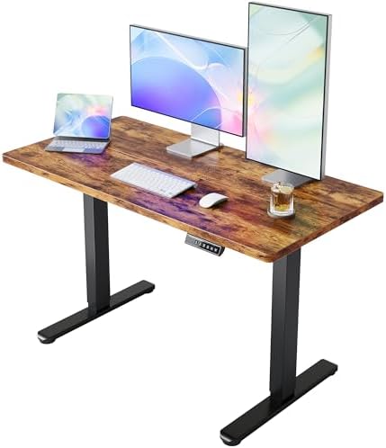 HUANUO 43x24 Inch Electric Standing Desk, Height Adjustable, Rustic Brown by HUANUO