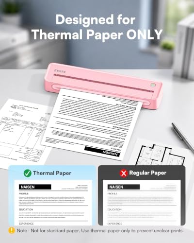 D90E Inkless Portable Thermal Printer for Travel – 8.5" x 11", Pink - Image 4