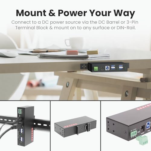 Gearmo 4 Port USB Hub, Powered USB 3.0 Hub, 24W AC Adapter (GM-HU34DW) - Image 5