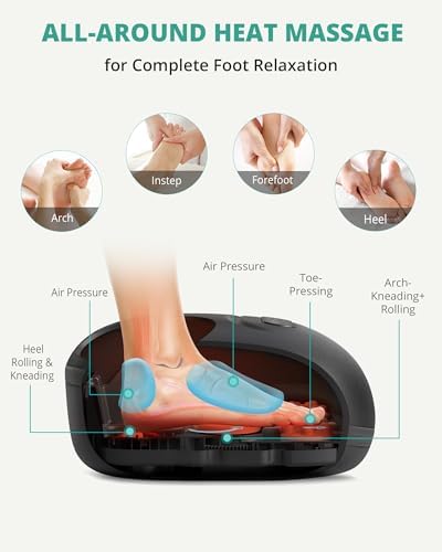 Medcursor Foot Massager Machine with Heat, Rolling, Deep Kneading, Shiatsu Foot Massager for Delivers Pain Relief, Tired, Plantar Fasciitis, Gift for Women Mom Men Fits Up to 13" - Image 4