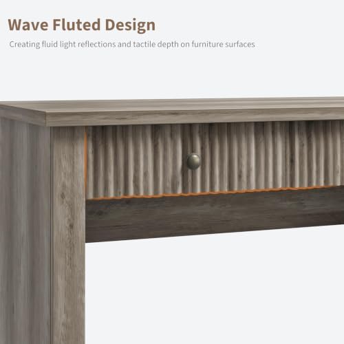 Garvee 54" Fluted Home Office Desk with File Drawer for Home Office - Image 5