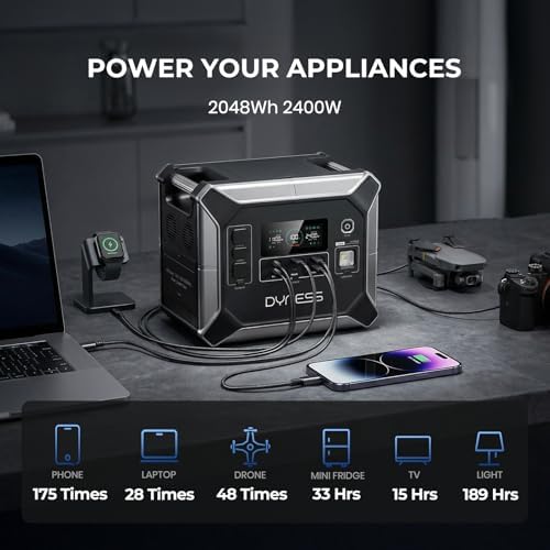 DYNESS Portable Power Station, 2048Wh, 2400W Output, LiFePO4 Battery - Image 4