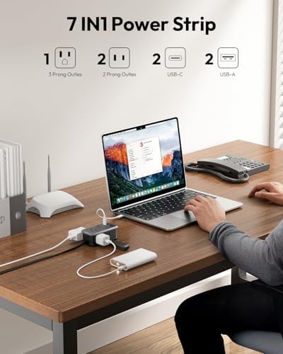 NTONPOWER GAN Ultra 65W USB Fast Charging Station, 7 in 1 Travel Power Strip with 3 Outlets 4 USB (2 C), Extension Cord 4ft, Travel Essentials, Cruise Essentials 2026,Compatible with MacBook, iPhone - Image 3
