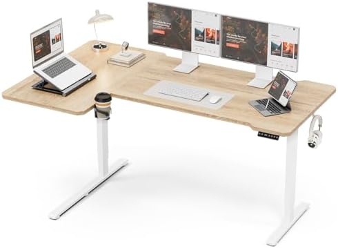 Acrolix L Shaped Electric Standing Desk,71x43.5 Reversible,Oak by Acrolix