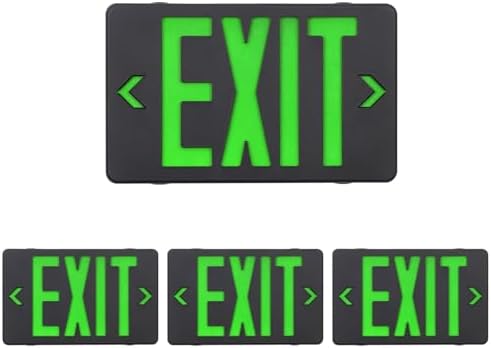 GZRUIYANG Green Exit Sign with Black Housing, LED Emergency Exit Light with Battery Backup, UL Listed, AC 120/277V, Exit Signs with Emergency Lights, Commercial Emergency Lights for Business - 4 Pack by GZRUIYANG