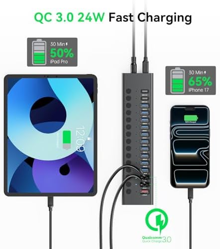 Powered USB Hub, AGEEN 16-Port USB 3.0 Hub (14 USB-A+2 USB-C), 5Gbps - Image 5