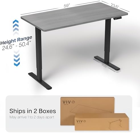 VIVO Dark Gray 60 x 24 in Standing Desk, DESK-KIT-2B6G - Image 3