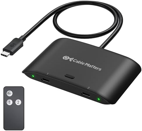 Cable Matters 20Gbps USB C KVM Switch for 2 Computers, 140W PD, Black by CableMatters