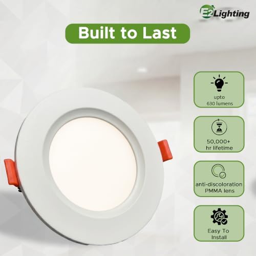 E2 Lighting 4 Inch Recessed LED Light, 4 Inch Retrofit LED Recessed Light, 9W Dimmable Slim LED Downlight, 3CCT Tunable 3000K/4000K/5000K Fixture - Image 3