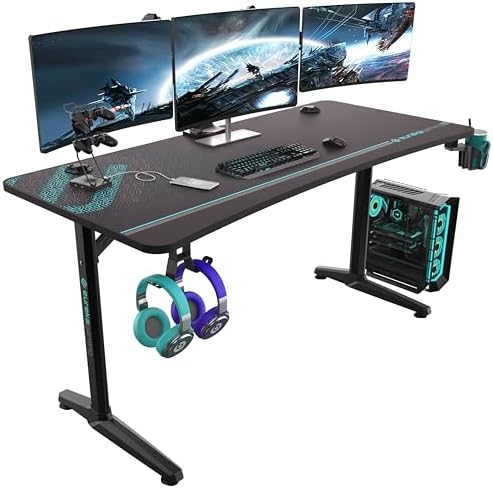 EUREKA ERGONOMIC Gaming Desk, 60 Inch Computer Desk with Full Mouse Pad by EUREKAERGONOMIC