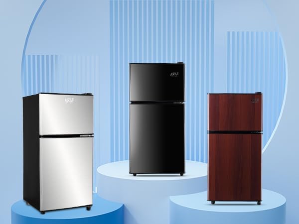 KRIB BLING 3.5 Cu.Ft Mini Fridge,Small Refrigerator 7 Level Adjustable Thermostat Removable Shelves with Stainless Steel 2 door for Office Dorm Apartment Silver - Image 6