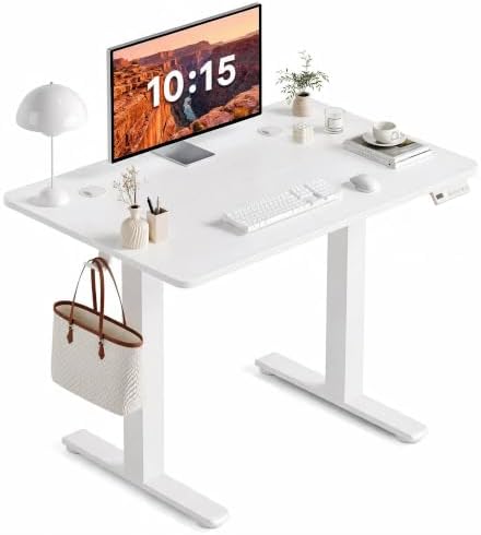 Claiks 32 x 19 Inch White Electric Standing Desk by CLAIKS