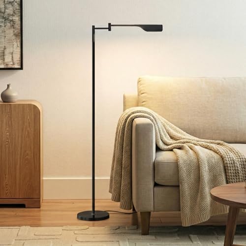 Brightech Leaf Pharmacy LED Reading Lamp, Dimmable Floor Lamp with Easy Rotation Over Chair or Desk for Living Rooms & Offices, Adjustable Standing Lamp, Tall Lamp for Sewing & Craftwork - Jet Black by Brightech