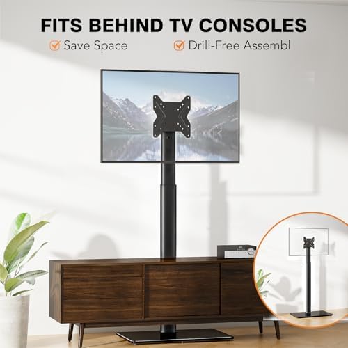 Universal TV Stand Monitor with Mount 100 Degree Swivel Height Adjustable and Tilt Function for 19 to 43 inch LCD, LED OLED TVs,Space Saving Standing Bedroom Living Room Corner,Black - Image 2