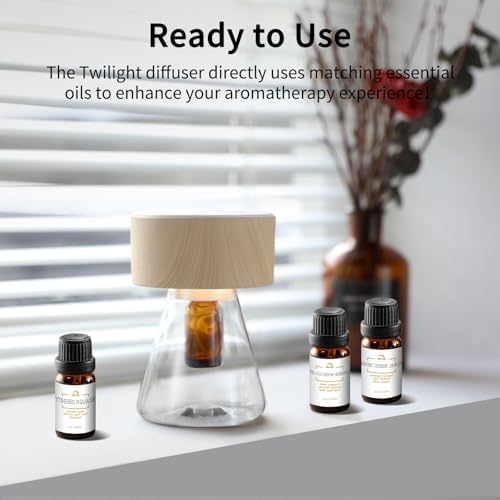 LOXIM Twilight Aromatherapy Diffuser with Sweet Dreamscape Essential Oil Blends, Atomizing Technology Diffuser with Essential Oil Set, Optional LED Light, No Water, Quiet, Battery Operated -Woodgrain - Image 3