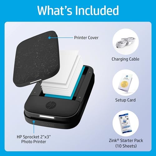 HP Sprocket Portable 2x3 Instant Photo Printer (Black Noir) Zink Paper Bundle - Image 5