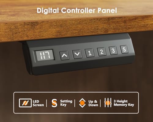 OffiGo 71 Inch Reversible L Shaped Electric Standing Desk, Rustic Brown - Image 6