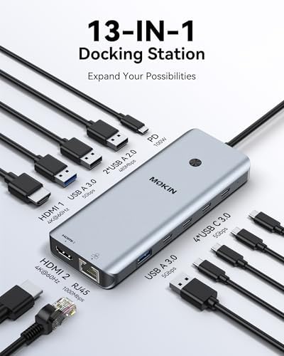 MOKiN USB C Docking Station Dual Monitor 2 HDMI for Dell/HP/Lenovo Laptop - Image 2