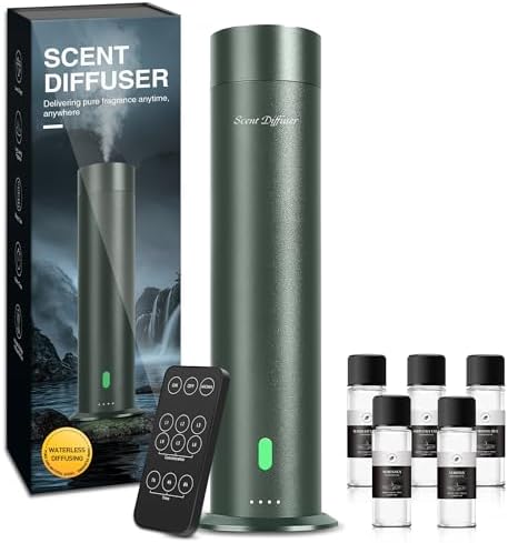 Waterless Diffuser Starter Kit with 5 Scent Oils - Cold Air Diffuser Machine for Home, Hotels and Large Room, 1000 Sq.Ft Coverage Hotel Scent Essential Oil Diffuser, Remote Control, 4.05 Oz, Green-N by Unknown