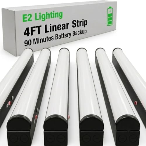E2 LIGHTING 4FT Black LED Linear Strip Light, Emergency Battery Backup by E2LightingUSA