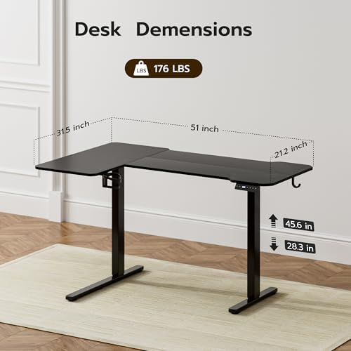 Acrolix L Shaped Electric Standing Desk,51x31.5 Reversible,Black - Image 3