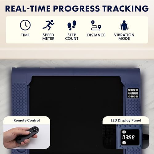 Squatz 2-in-1 Walking Pad Treadmill with Vibration Plates, Compact Under Desk Walking Pad with Remote Control, LED Display, Non-Slip Belt, Quiet 1.0HP Motor for Home or Office Workout (Blue) - Image 5