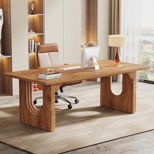 Tribesigns Modern Executive Desk, 70.9" Large Office Computer Desk, Conference Table Meeting Room Table, Simple Workstation Business Furniture for Home Office, Brown by Tribesigns