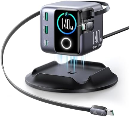 5-in-1 USB C Charging Station, 140W Ultra-Fast 5-Port Desktop Charger with Dual Retractable 100W by JOYROOM