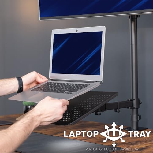 VIVO Extra Tall Desk Mount for up to 49 inch Ultrawide and Tray for up to 17 inch Laptop, Clamp-on Adjustable Stand Holds 44 lb Screens, VESA up to 100x100, Black, STAND-V012C - Image 5