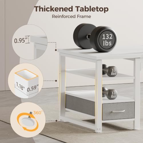 Mericonia 63 in Computer Desk with Drawer, 1" Thick Reversible Office Desk - Image 5