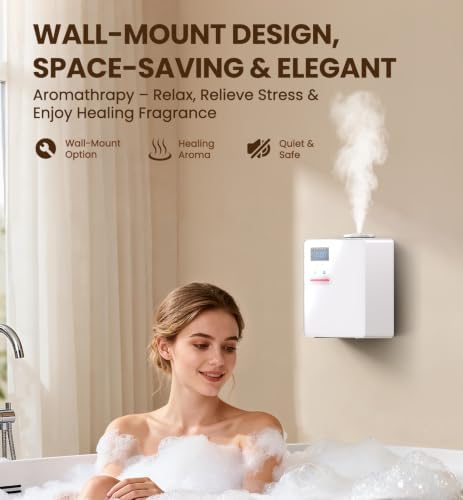 Waterless Essential Oil Diffuser with 2 x 100ML Oils, 5000 Sq.Ft Whole House Scent Machine, 200ml Cold Air Fragrance Diffuser with Bluetooth App Control for Home Hotel Office, White - Image 7