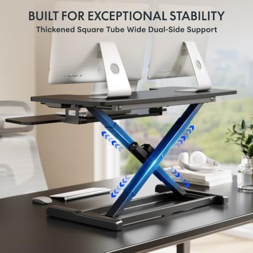 FLEXISPOT 36" Electric Standing Desk Converter, Motorized Sit to Stand Desk Riser, Height Adjustable Desktop Dual Monitor Workstation with Large Keyboard Tray, Black - Image 6