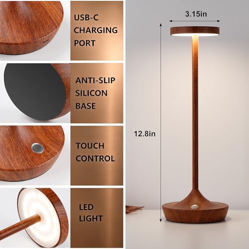 2 Pack Rechargeable Cordless Table Lamps 6000mAh LED Battery Table Light - Image 2