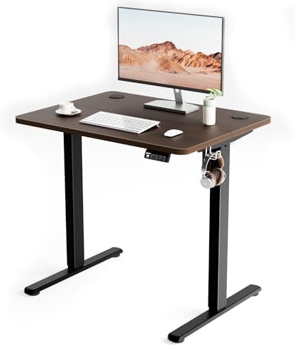 Small Standing Desk, 32"x24" Height Adjustable Sit-Stand Office, Walnut by ERGOMAKER