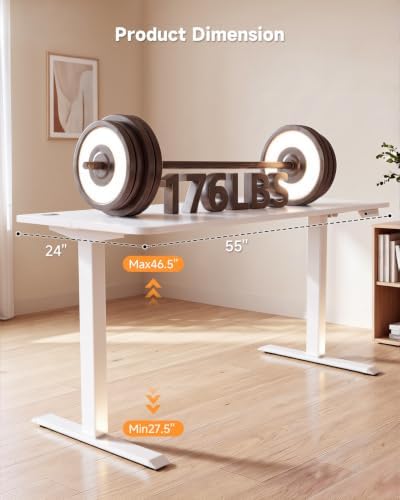 Standing Desk, 55 × 24 Inches Electric Height Adjustable, Home Office - Image 3