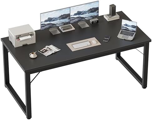 Mericonia 54 Inch Computer Desk, 1" Thick Large Office Table, Black by MERICONIA