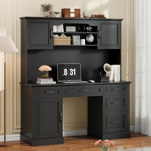 Vabches Executive Desk with 5 Drawers, Pure Black - Image 7