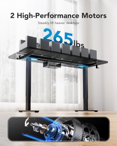 HUANUO Dual Motor Electric Standing Desk Frame, 265 lb Capacity, Black - Image 5