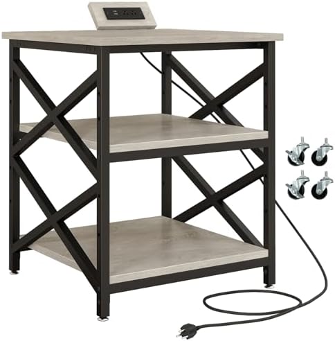 METYERRY 23.6"x23.6" Large Printer Stand with Power Outlet, 3 Tier Cart by METYERRY