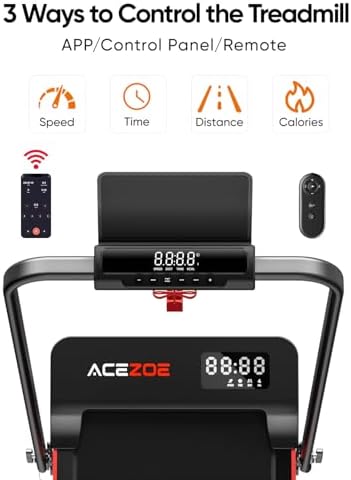 Acezoe Walking Pad with 10% Incline & Dual LED Display,4 in 1 Foldable Treadmill for Home Small Office, Compact Under Desk Treadmill with Handle bar,APP & Remote, 300 lbs Capacity - Image 6