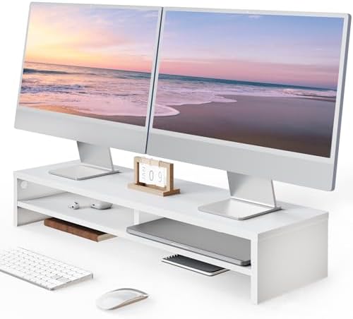 Fenge 31.5 Inch Dual Monitor Stand Riser for Desk, White by Fenge