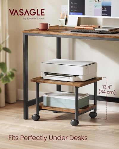 VASAGLE 2-Tier Printer Stand with Locking Wheels, Under Desk Printer Table - Image 2