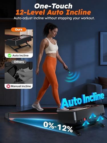 Walking Pad Treadmill with Auto Incline 12%-12Level, Quiet BLDC EvoDrive - Image 2
