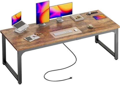 Huuger 63 x 24 inch Desk with Power Outlets & 0.95 Inch Thicker Desktop by Huuger