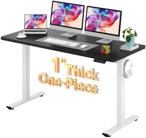 SANODESK One-Piece 1'' Thick Height Adjustable Standing Desk 60''x24'' by sanodesk