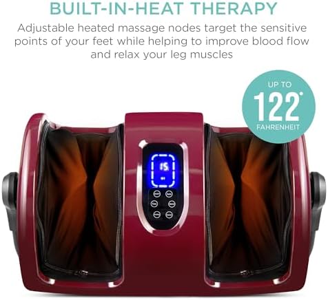 Best Choice Products Shiatsu Foot Massager with Heat for Plantar Fasciitis & Neuropathy, Kneading Foot & Calf Massager with Remote, 360° Adjustable Handle, Rolling & Compression Massage - Red - Image 3