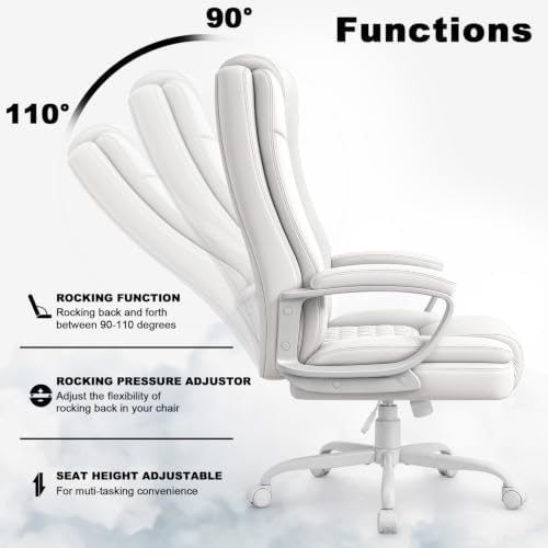 OFIKA Home Office Chair, 400LBS Big and Tall Chair Heavy Duty Design, Ergonomic High Back Cushion Lumbar Back Support, Computer Desk Chair, Adjustable Executive Leather Chair with Armrest - Image 4